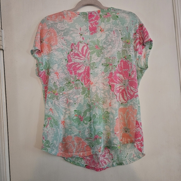 Lilly Pulitzer 100% LinenDuval Top in Beach Walk Poolside Blue Size Small - Picture 4 of 7